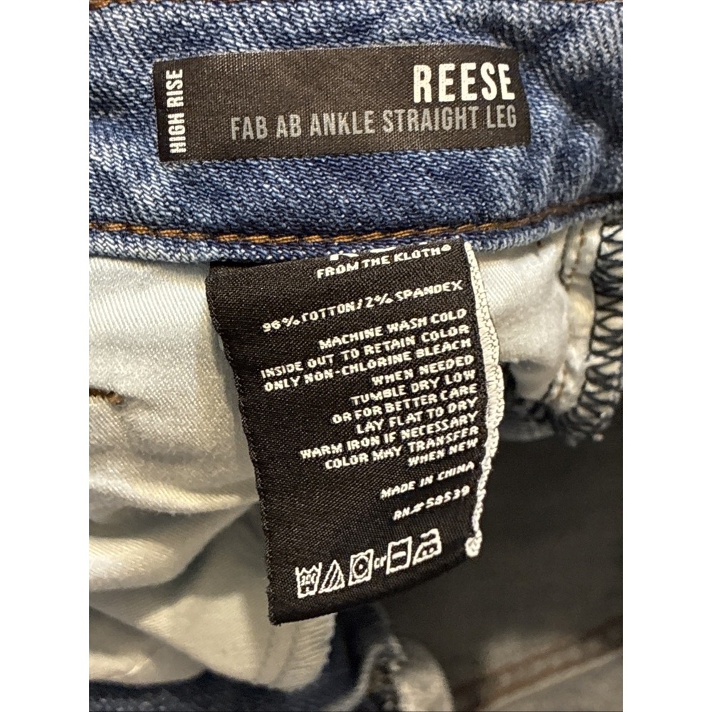 Kut from the Kloth Women Jeans Reese 4 Mid-rise Straight-leg Med Blue Distressed - Picture 12 of 13